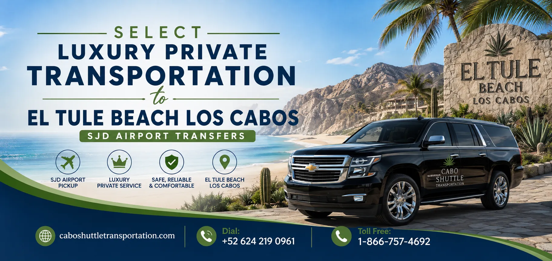 Luxury Private Transportation to El Tule Beach Los Cabos SJD Airport Transfers_resultado